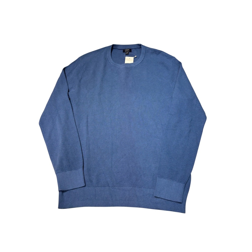 NWT J.Crew Mens Blue 100% Cotton moss-stitch Crewneck Sweater CQ757 Small